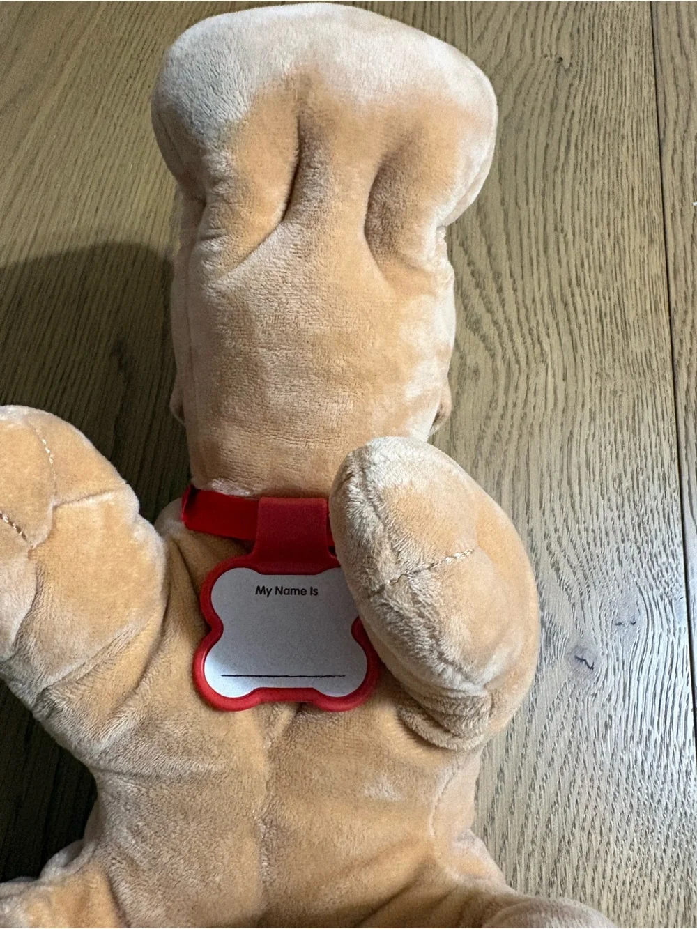 Hasbro Tan Plush Dog Toy with Red Collar and Big Eyes